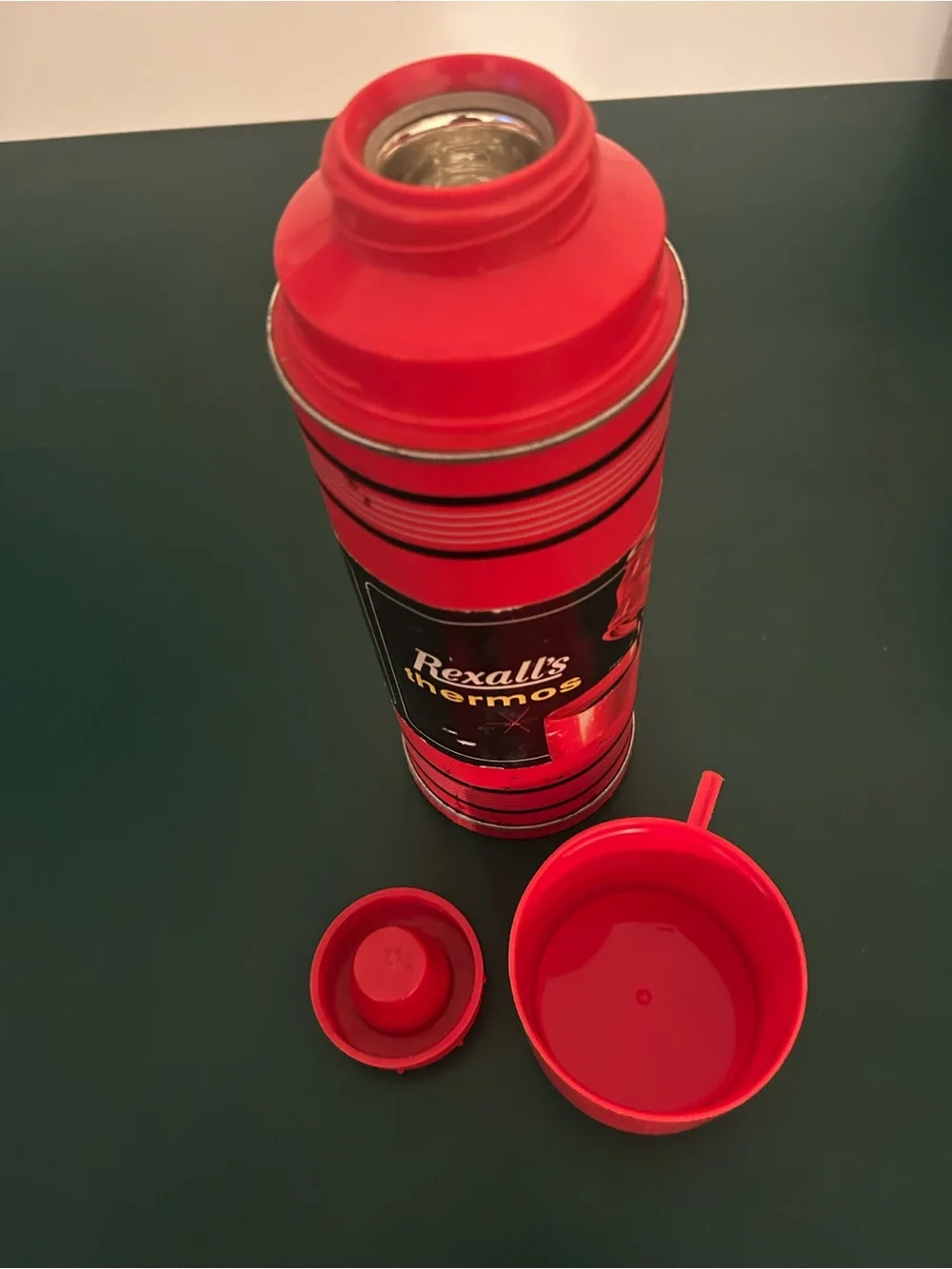Red Lunch box. With sandwich box and thermos.